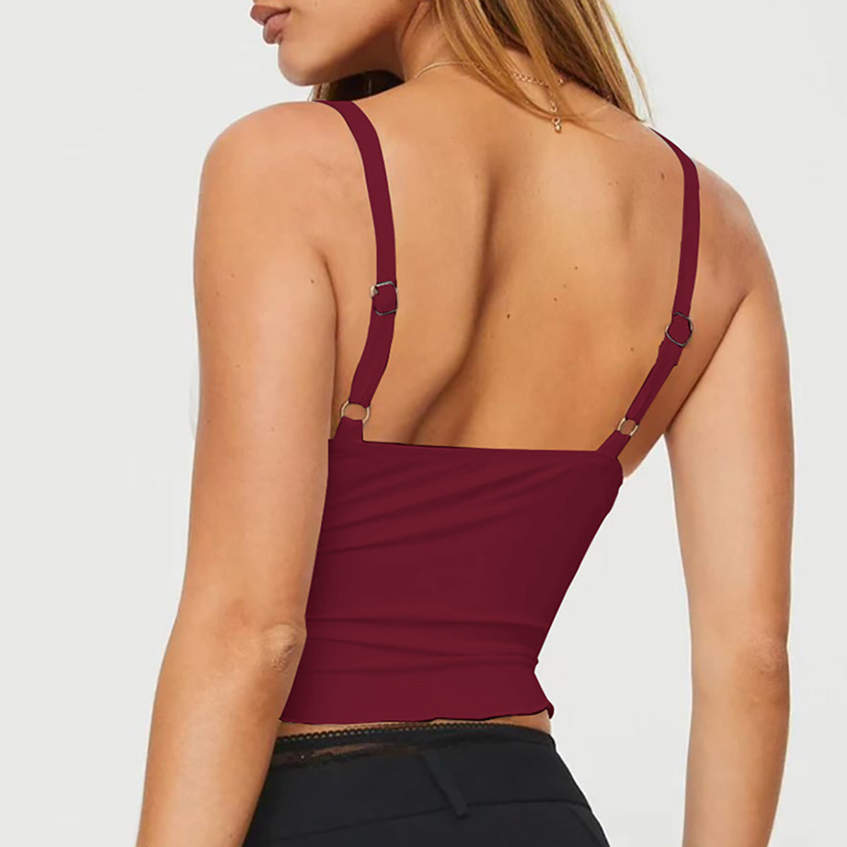 Backless Tank Waist Trimming Wave Edge Bandeau Sling Top