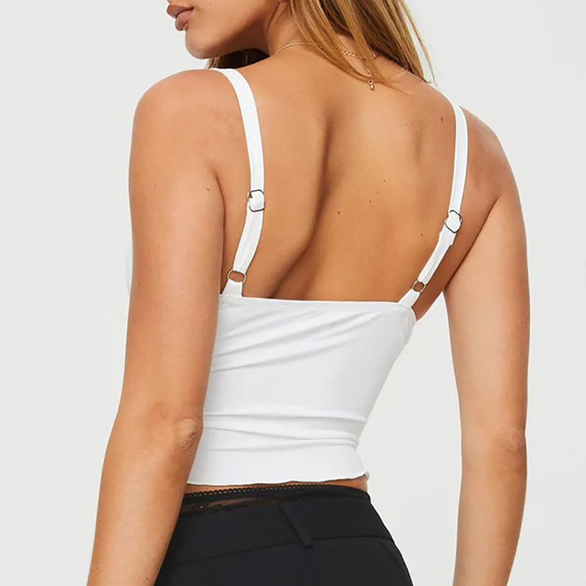 Backless Tank Waist Trimming Wave Edge Bandeau Sling Top