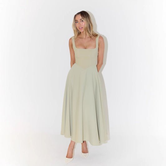 New Simple Shoulder Strap  Mid-length Dress