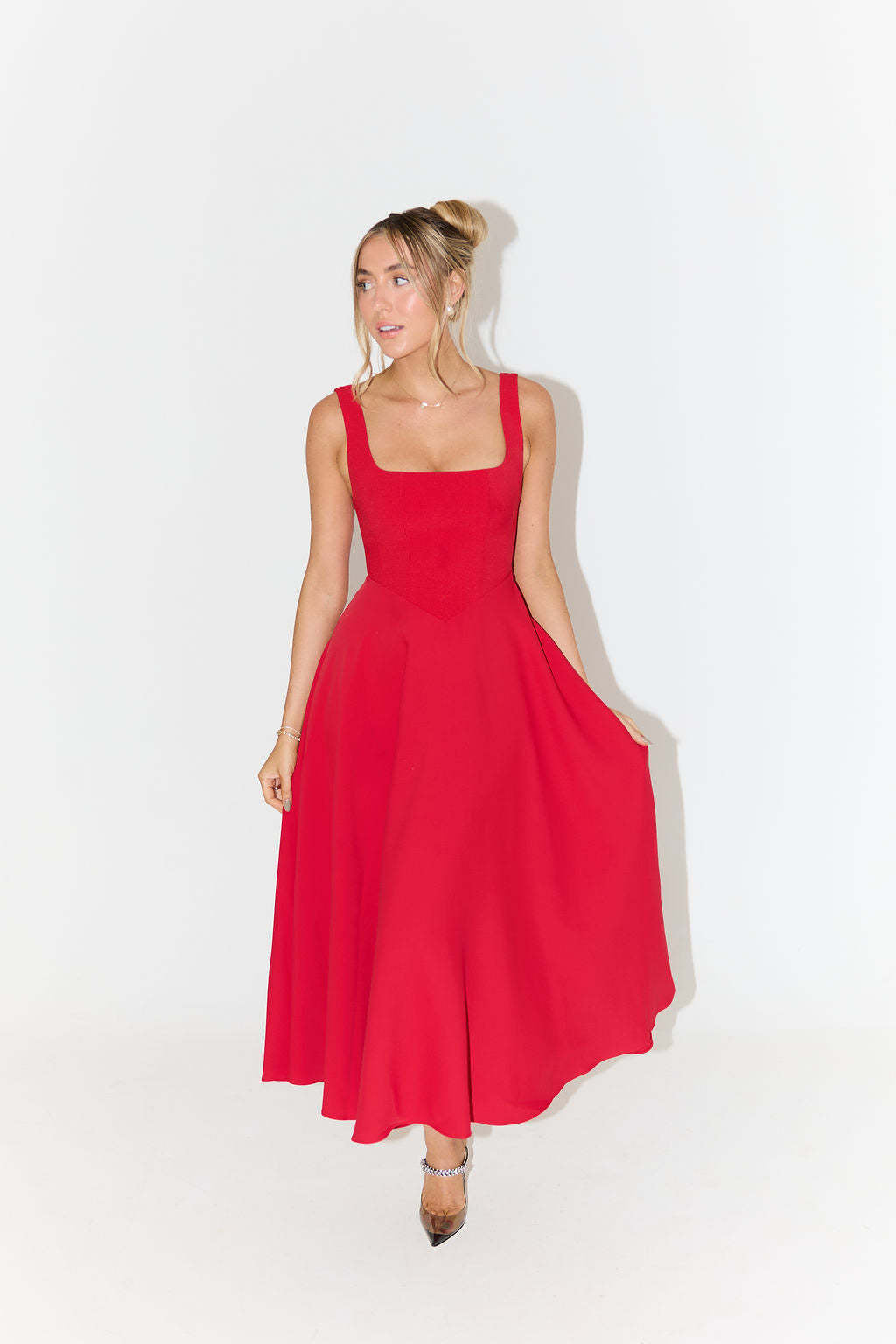 New Simple Shoulder Strap  Mid-length Dress