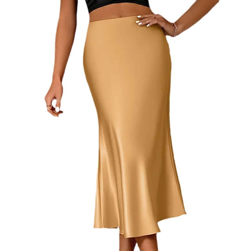 Hem Satin Sheath Skirt