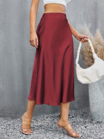 Hem Satin Sheath Skirt