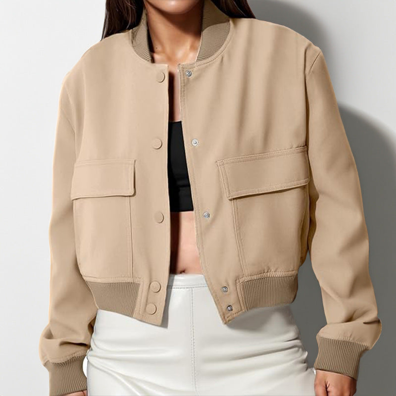 Stand Collar Large Pocket Jacket Coat