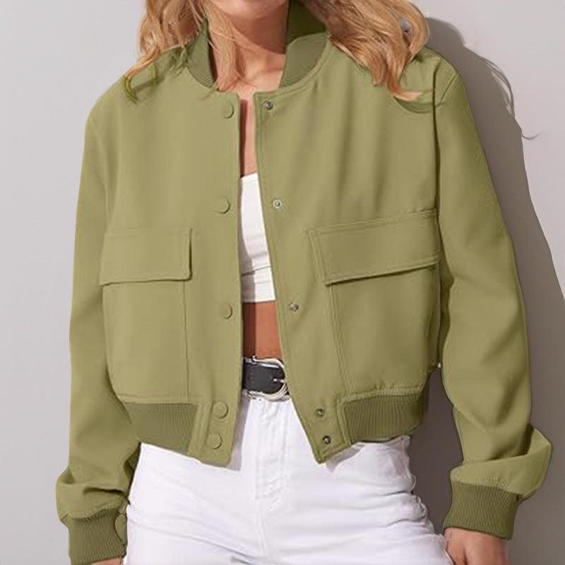 Stand Collar Large Pocket Jacket Coat