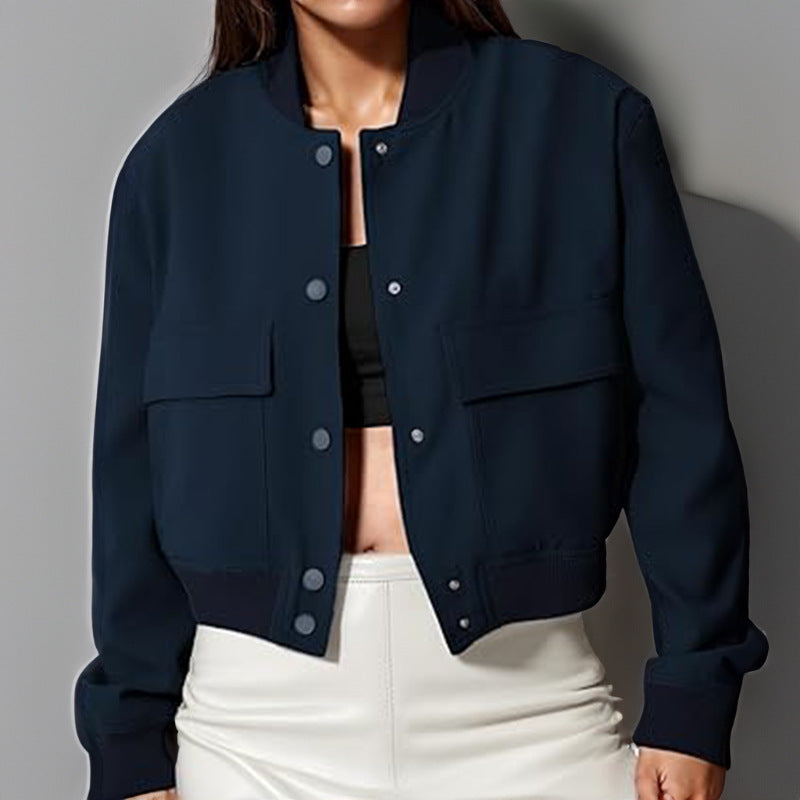 Stand Collar Large Pocket Jacket Coat